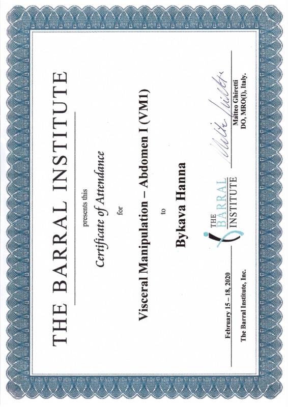 Certificate Barral VM1 02/2020