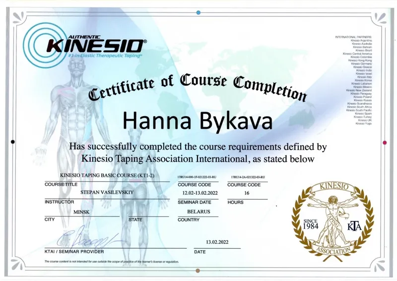 Kinesiotaping Certificate 2022
