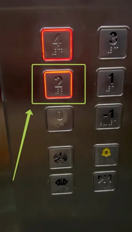 Elevator buttons — 2nd floor